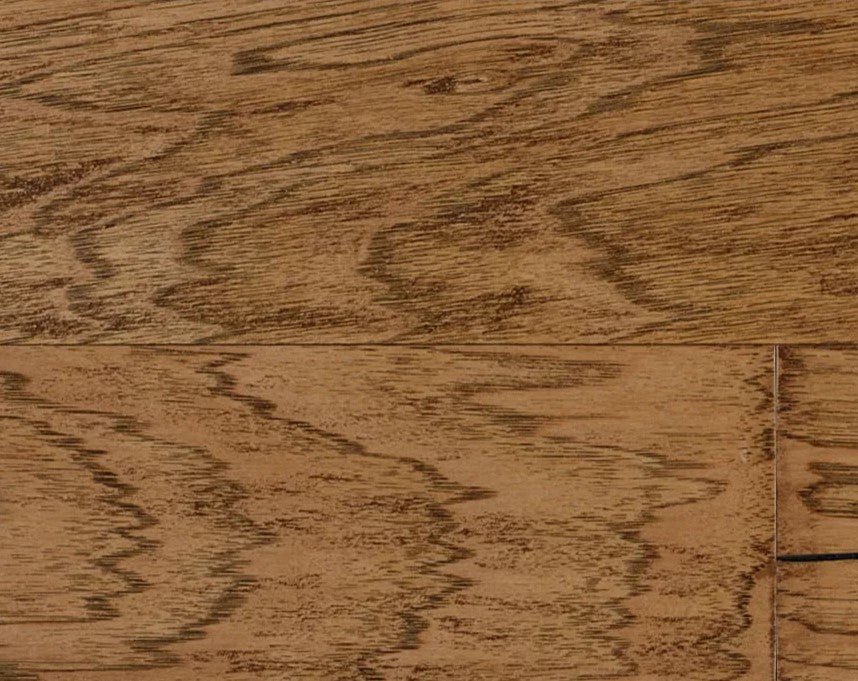 Regal Hardwood's Elk Mountain 3/8 engineered hickory floors in Fontana with handscraped finish, ideal for stylish interiors.