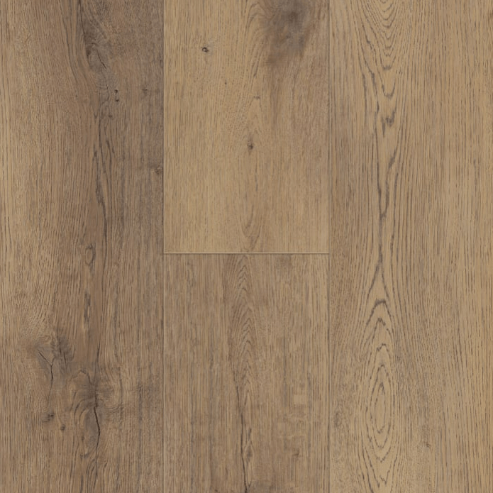 Colossal Collection Maximus Oak wood poly composite flooring by Titan Surfaces, 12mm with 30mil wear layer. Perfect for floating installation.