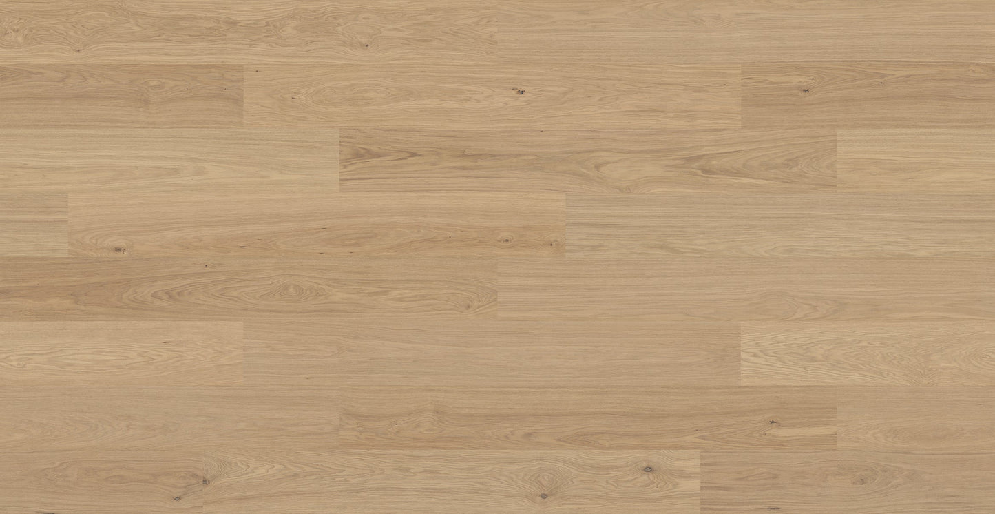 Misty White Oak engineered hardwood flooring from Woodura Bjelin's Baltic Collection, perfect for stylish, easy installation.