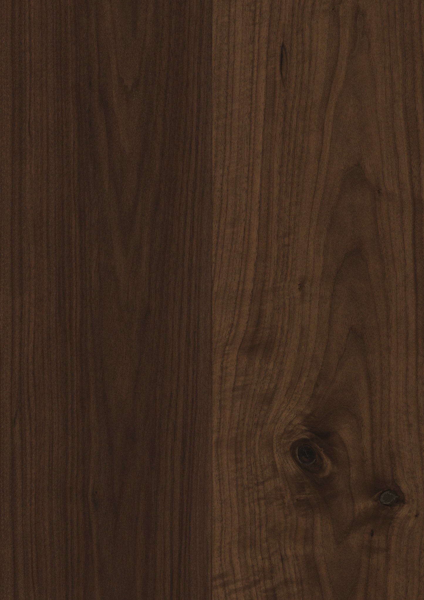 Engineered hardwood flooring in Terra Brown Walnut from Woodura Bjelin's Nature Collection XL, featuring a smooth UV cured finish.