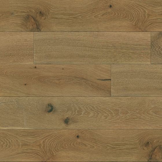 DM Artisan Home Collection Engineered Hardwood in Sandy Topaz, European Oak, 5/8” thick, ideal for versatile flooring options.