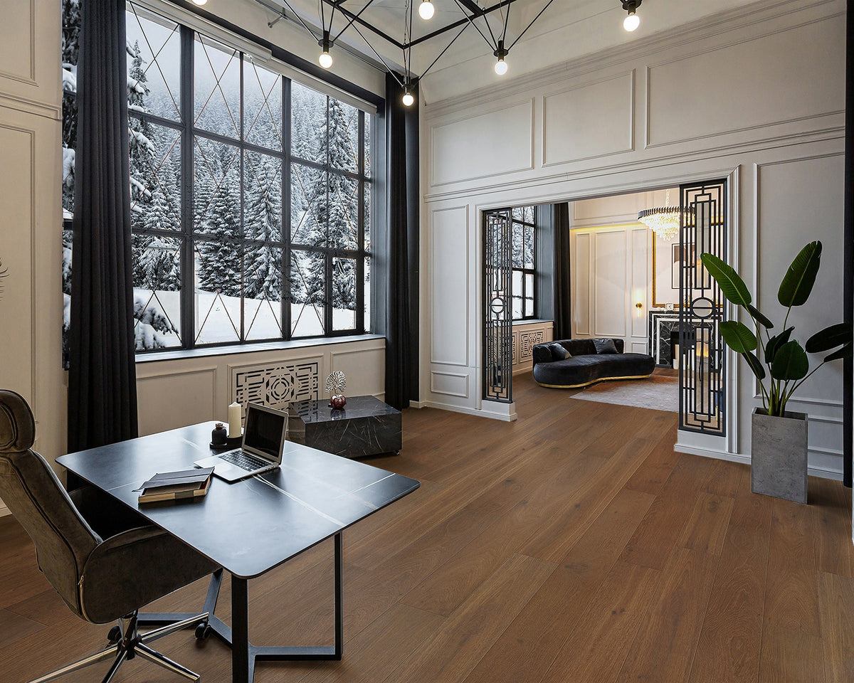 LW Flooring French Impressions Luna engineered hardwood, room scene.