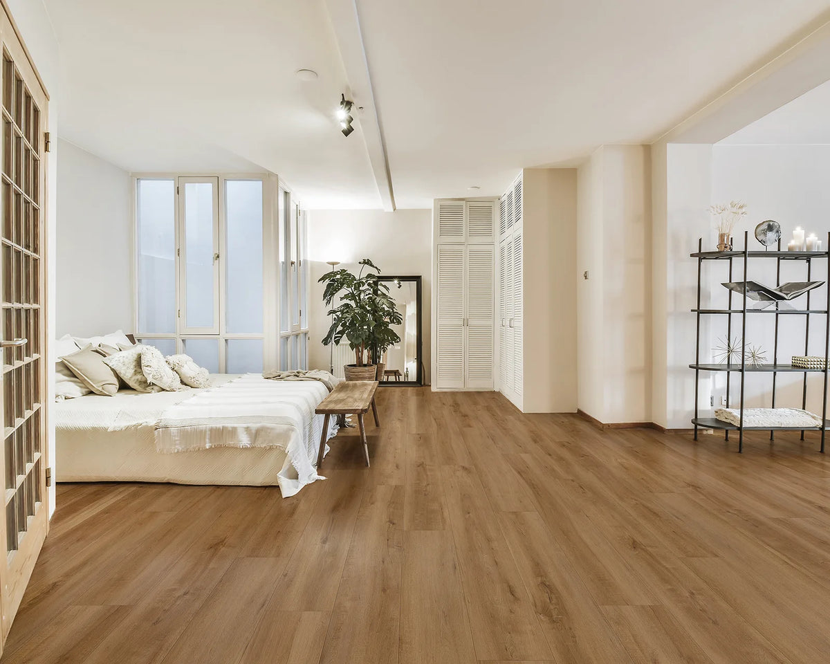 LW Flooring Grand Coast Cannon Beach luxury vinyl plank, room scene.
