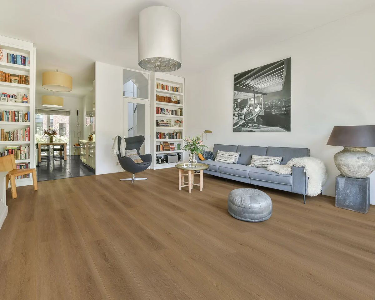 LW Flooring Metro Luxe Broadway luxury vinyl plank, room scene.
