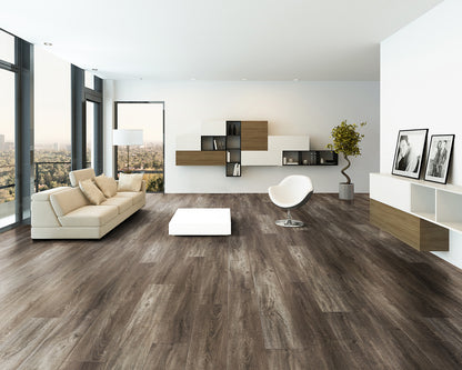 LW Flooring Riverstone Moonstone Creek luxury vinyl plank, room scene.