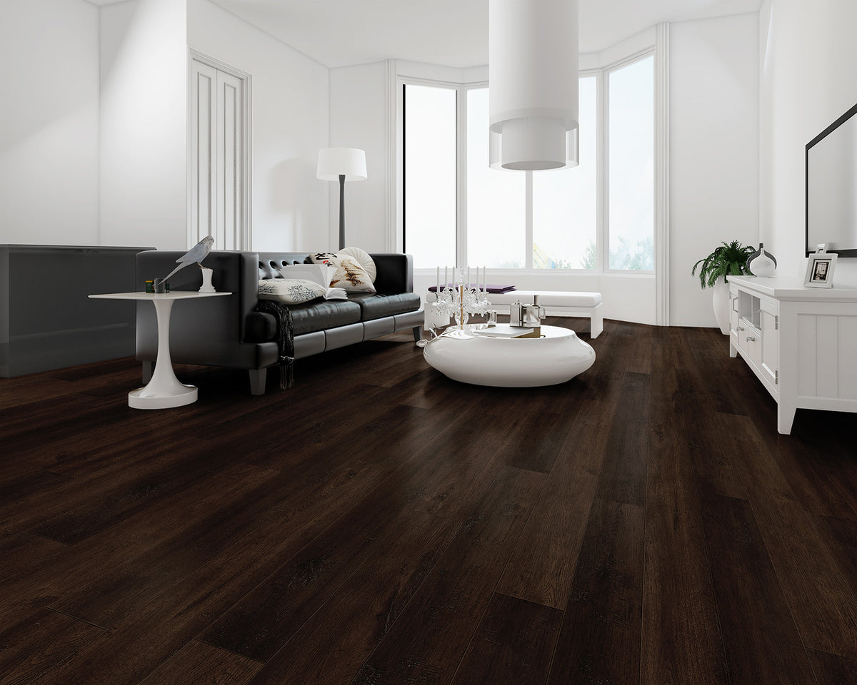 LW Flooring Riverstone Sapphire Wave luxury vinyl plank, room scene.