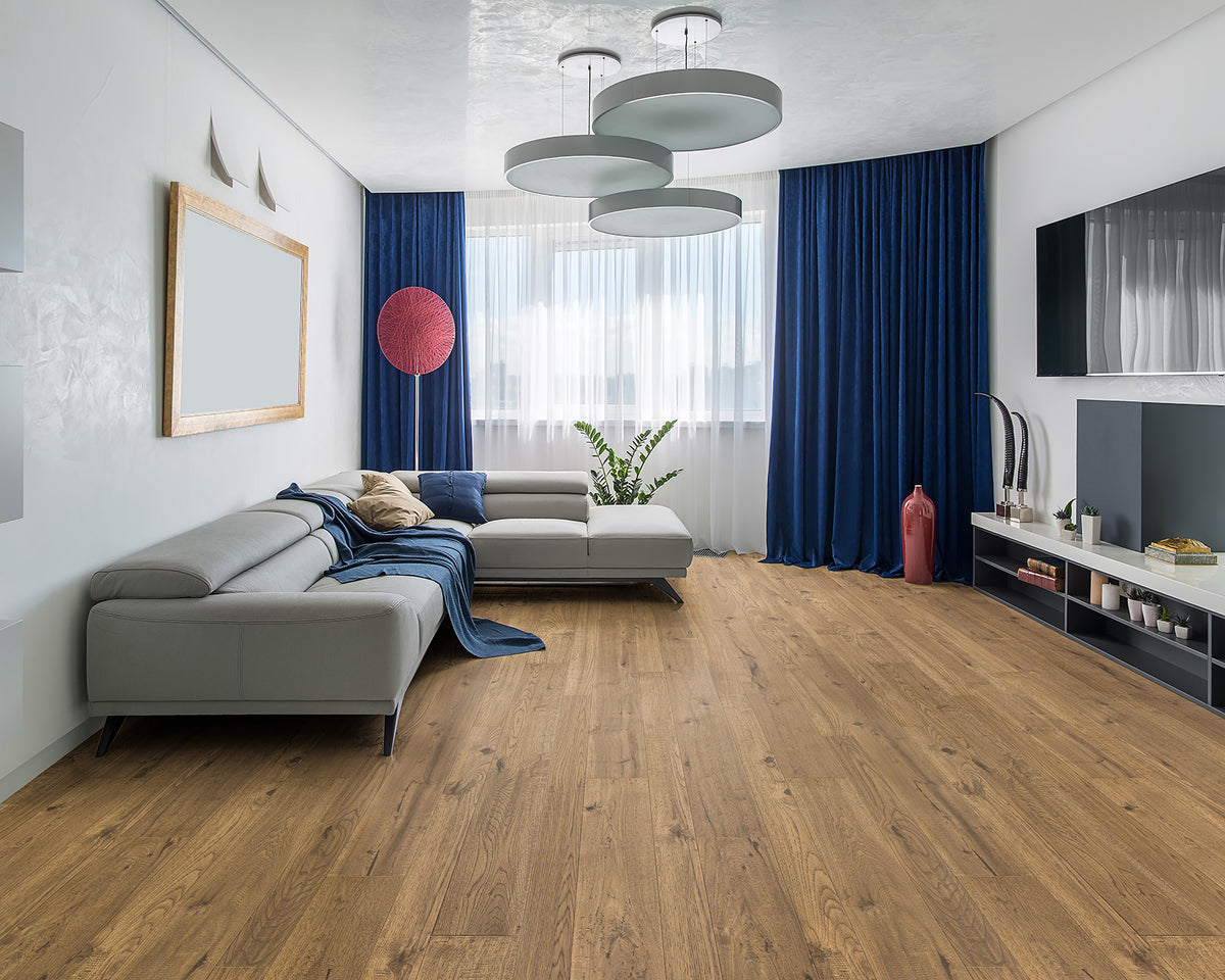 LW Flooring Sonoma Valley Grenache engineered hardwood, room scene.