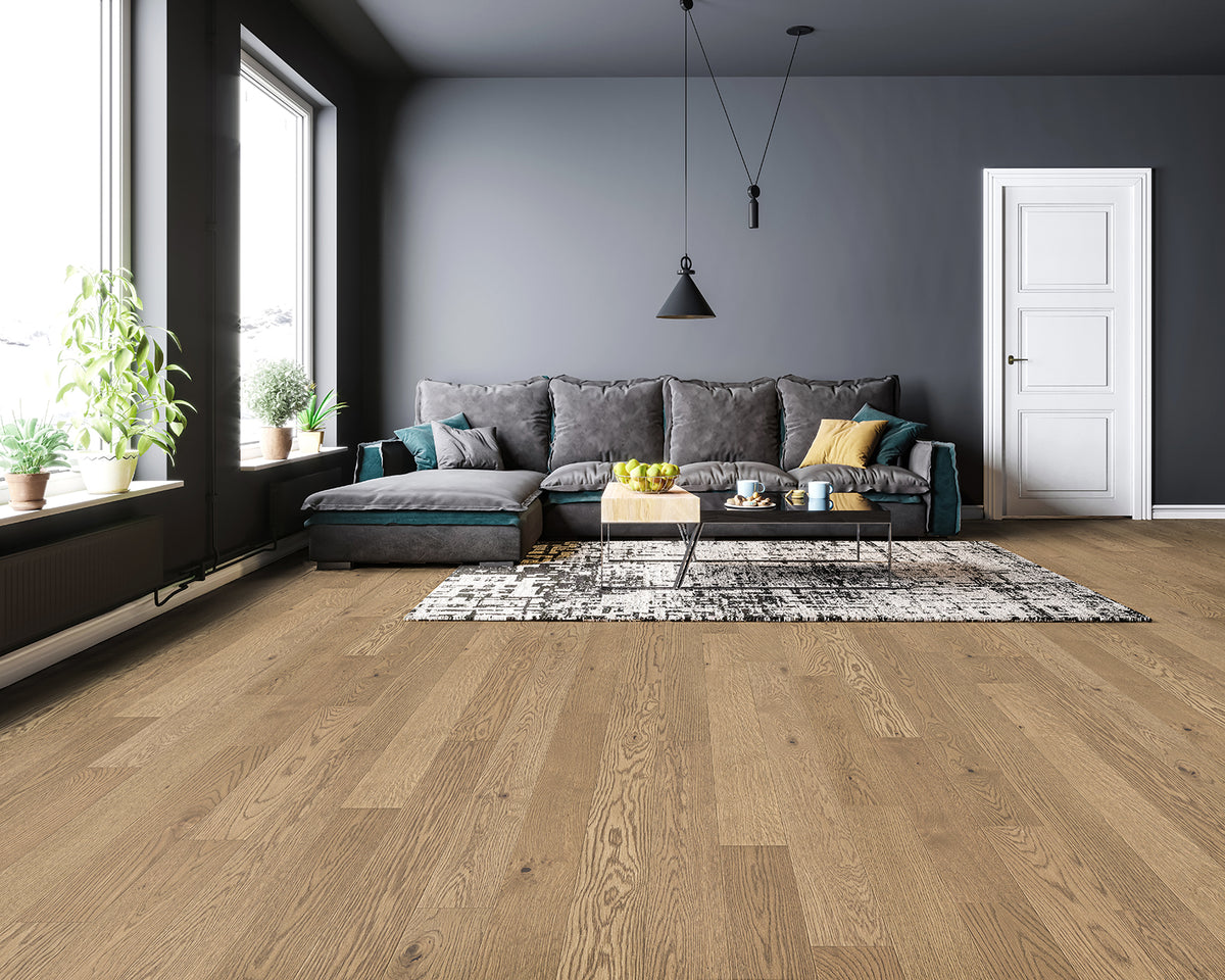LW Flooring Traditions Praline engineered hardwood, product view.