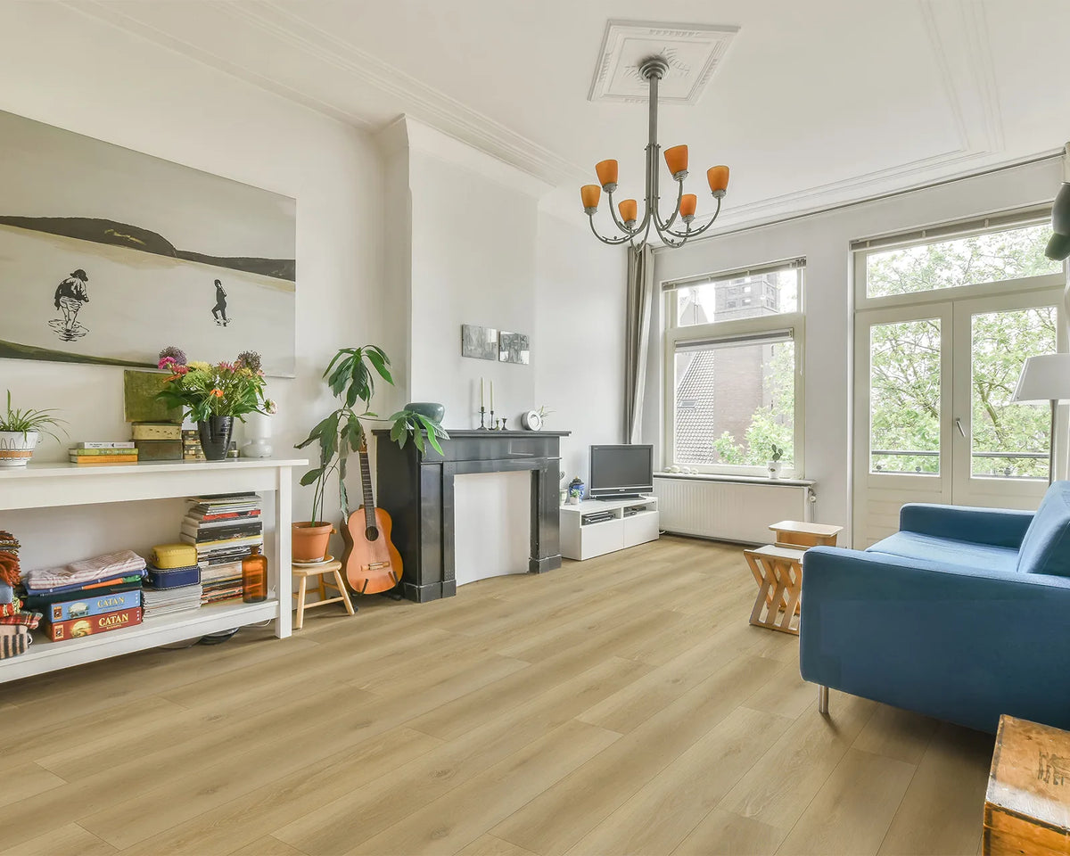 LW Flooring Uptown Avenue Medford luxury vinyl plank, room scene.