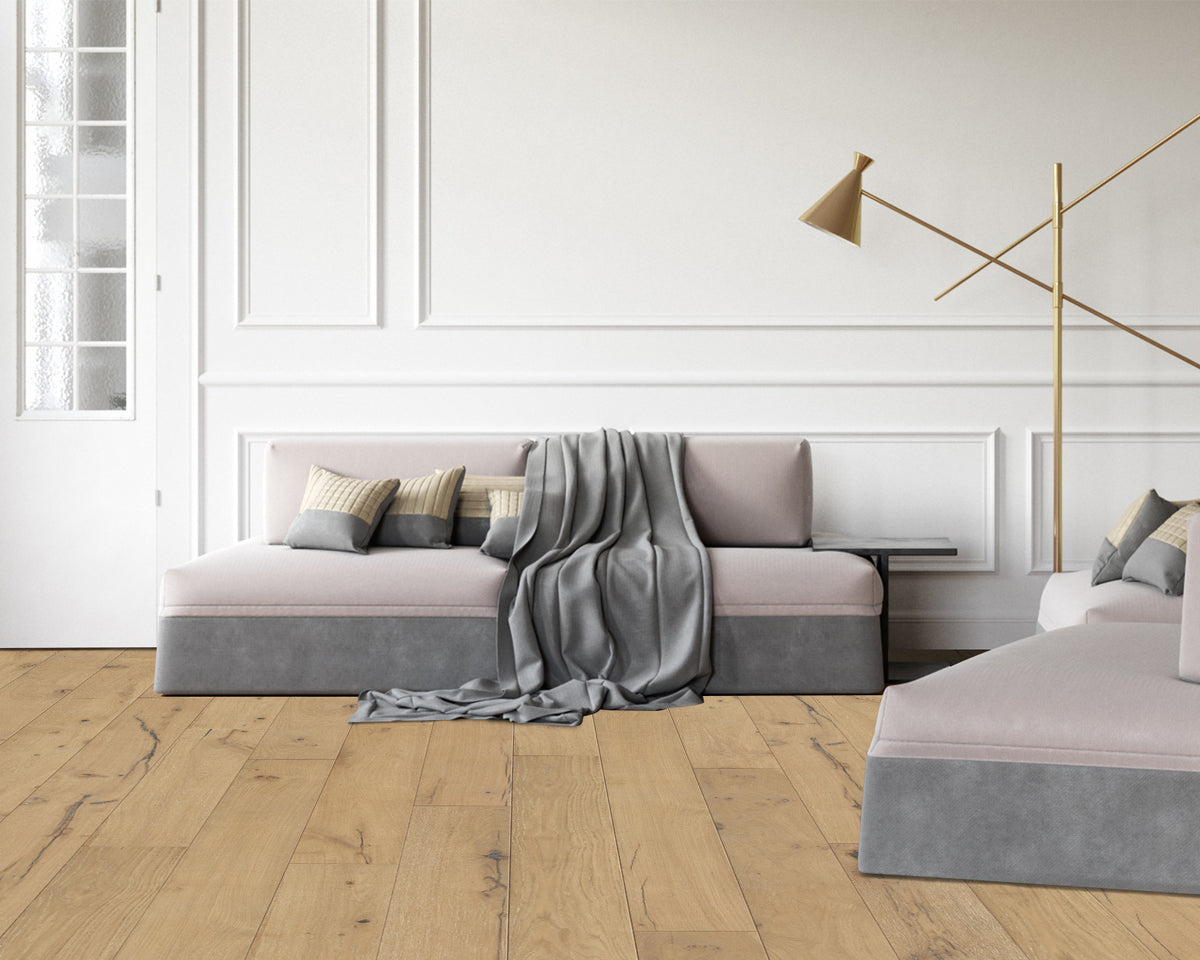 LW Flooring Vintage Elegance Kingsley engineered hardwood, room scene.