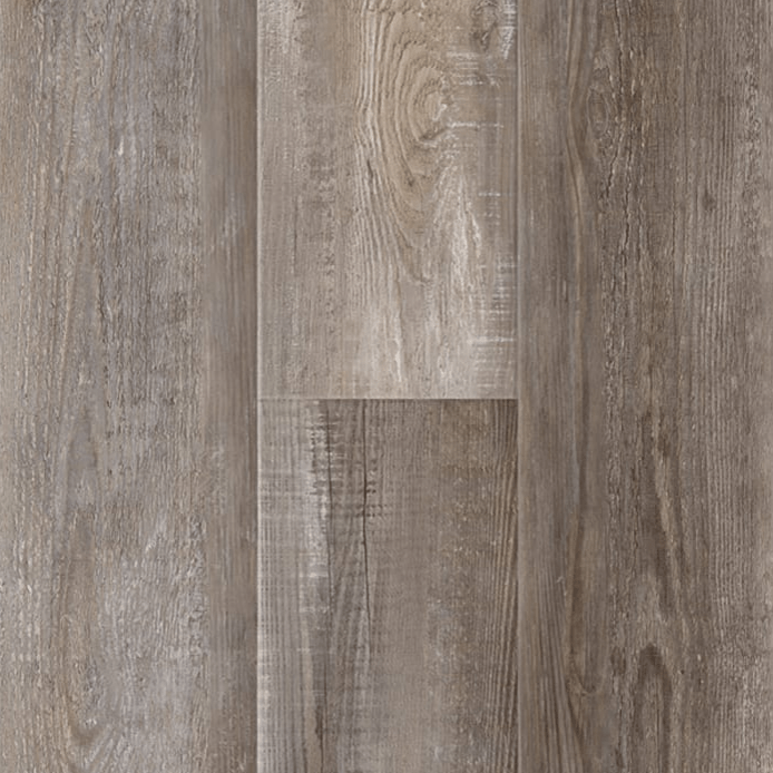 Genesis Collection Hybrid Poly Composite flooring by Titan Surfaces in Restoration Pine, 10mm, embossed finish, 22mil wear layer.