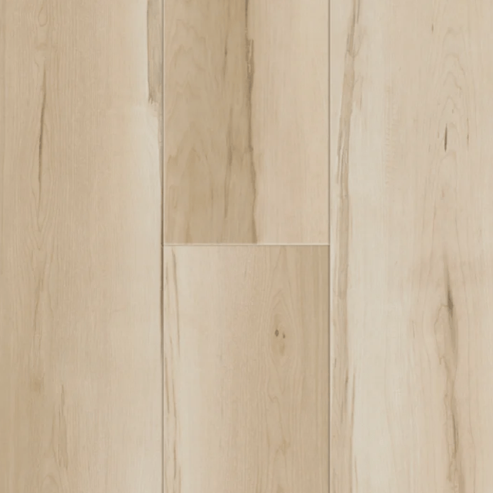 Character Maple Solid Polymer Core flooring by Titan Surfaces, 5mm x 7” x 48”, featuring a durable 22mil wear layer.