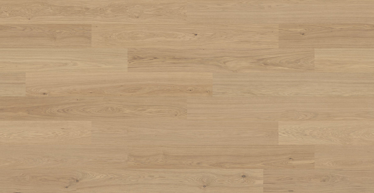 Misty White Oak engineered hardwood flooring from Woodura Bjelin's Baltic Collection, perfect for stylish, easy installation.