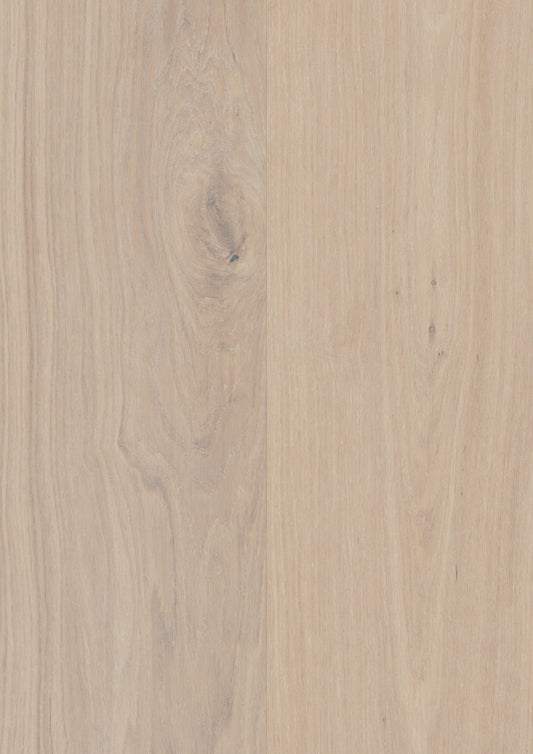 Powder White Oak engineered hardwood from Woodura Bjelin's Nature Collection XXL, perfect for stylish flooring upgrades.